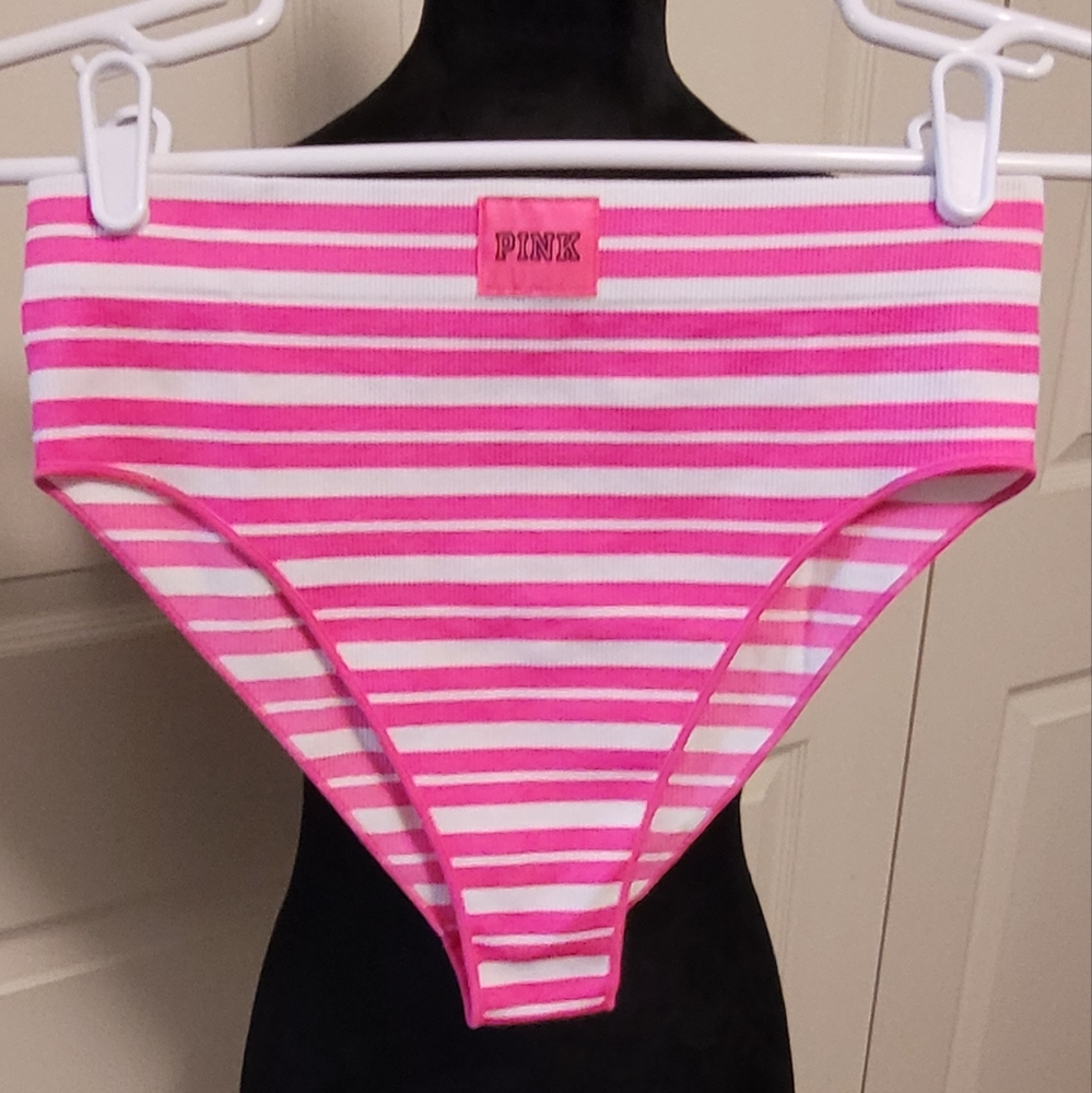 PINK BRAND PINK & White Striped High Leg Bikini  Size M